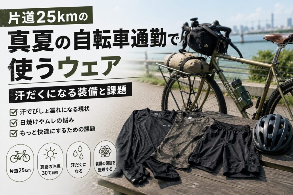 片道25kmの真夏の自転車通勤で使用しているウェアと自転車装備
