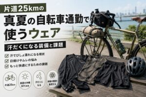 片道25kmの真夏の自転車通勤で使用しているウェアと自転車装備